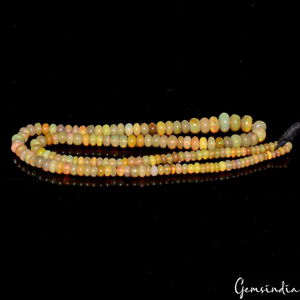 Natural Rainbow Fire Opal Gems 3 to 7 mm Size Smooth Rondelle Beads 15" Strand
