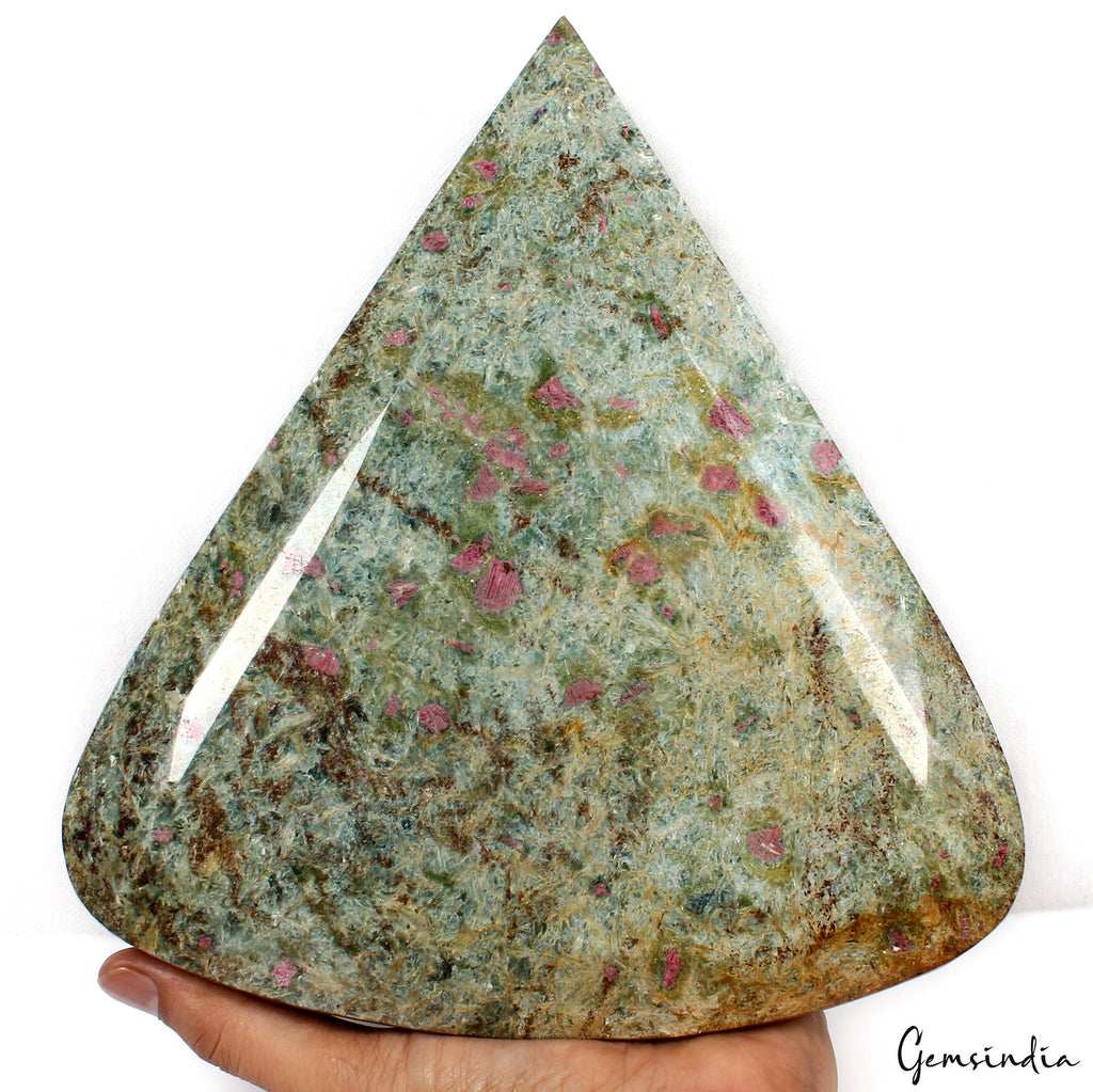 Large 6.2 kilo Natural Huge Green Blue Ruby Fuchsite Pear Cut Untreated Gemstone