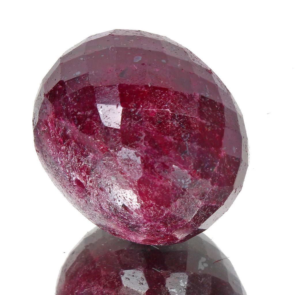 Certified 330 Cts Natural Red Ruby Round Checker Cut Drilled Bead Loose Gemstone