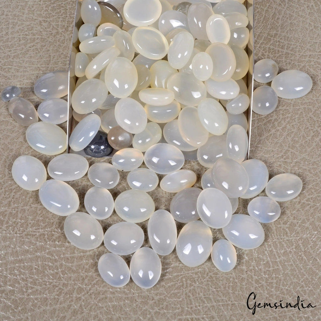 120 Pcs Natural Silky Moonstone 8-22mm Oval Cabochon Untreated Gemstones 1000 Ct