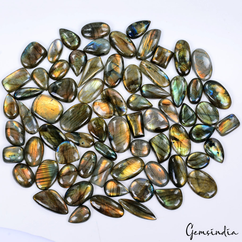 1800 Cts/71 Pcs Natural Untreated Multi Shine Labradorite Mix Cab Loose Gems Lot