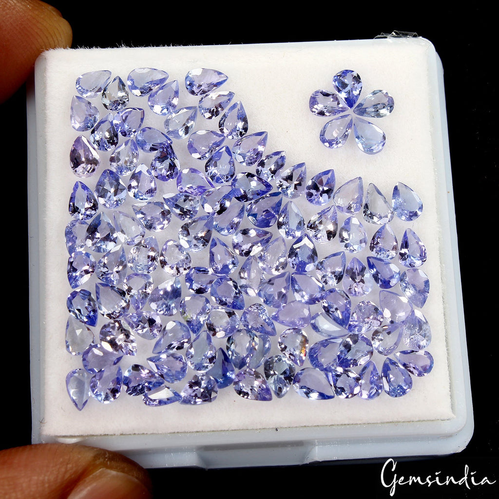 Pear 4x3mm Ravishing Color&Full Fire! Purple Blue Tanzanite 105 Pcs/12.30 Ct Lot