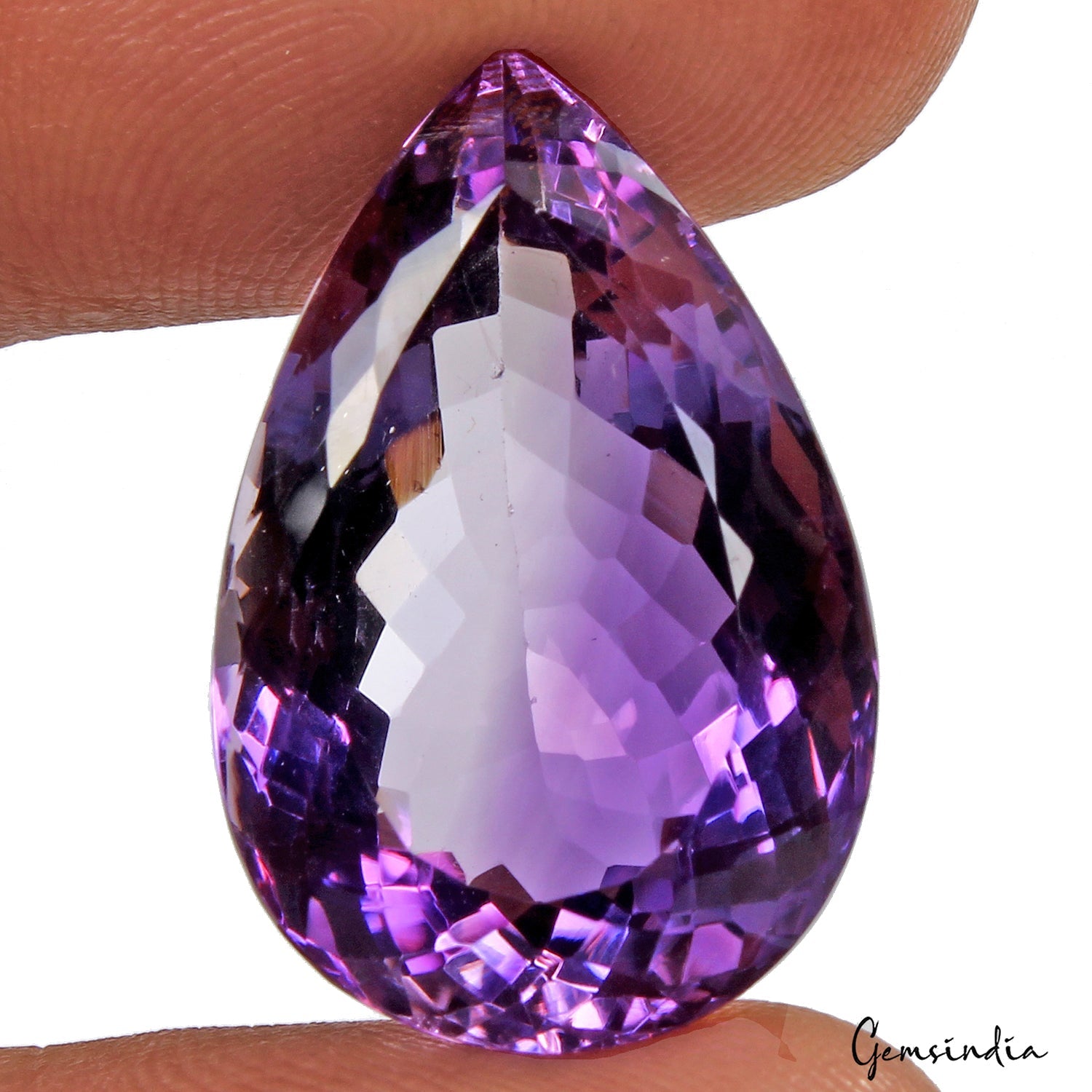 VVS 25.50 Cts Natural Amethyst 24x15mm Pear Custom Cut Sparkling Purple Gemstone