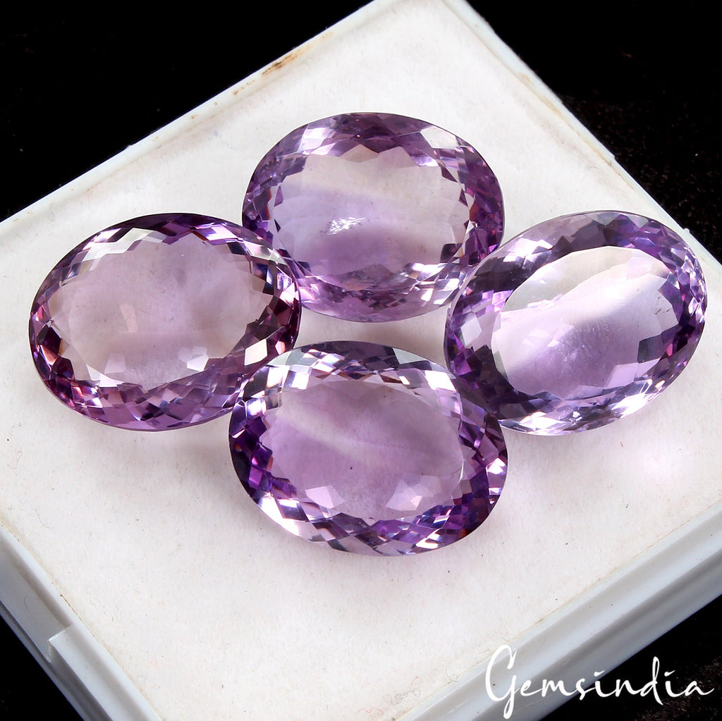 VVS 4 Pc Natural Amethyst 20-21mm Dazzling Purple Gemstones Wholesale ~99.00Ct