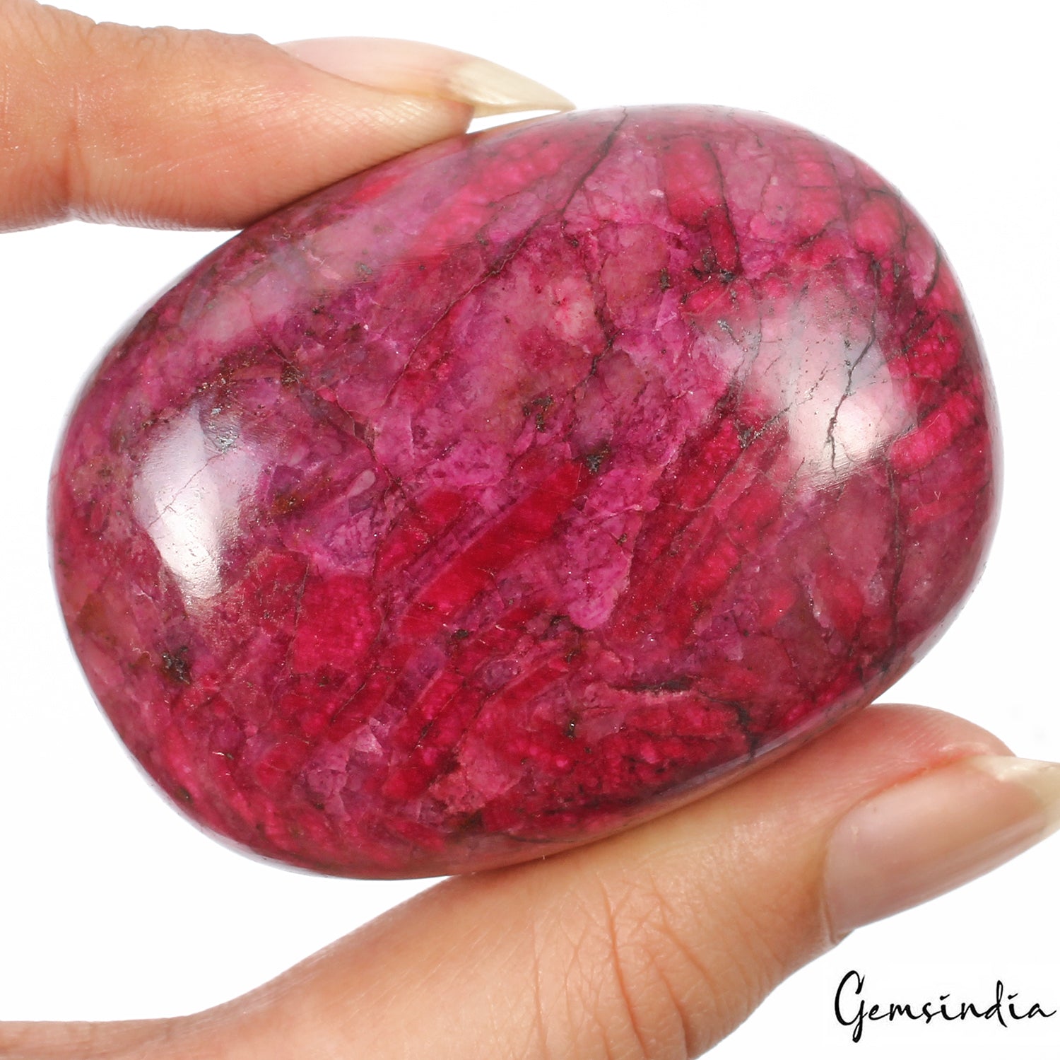 Ruby Cabochon, Color Enhanced, Red — 63x44x23 mm, 530 Ct, Africa