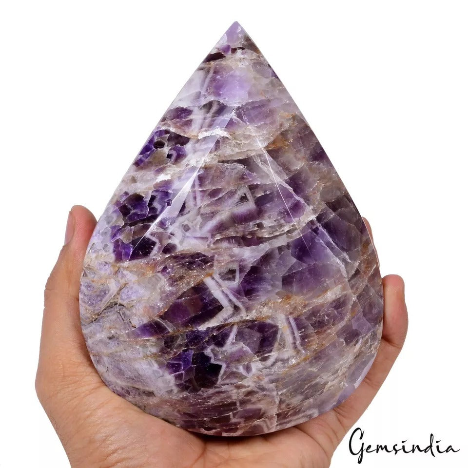 1.8 Kilo Natural Chevron Amethyst Huge Pear Cut Earth-mined Loose Gemstone