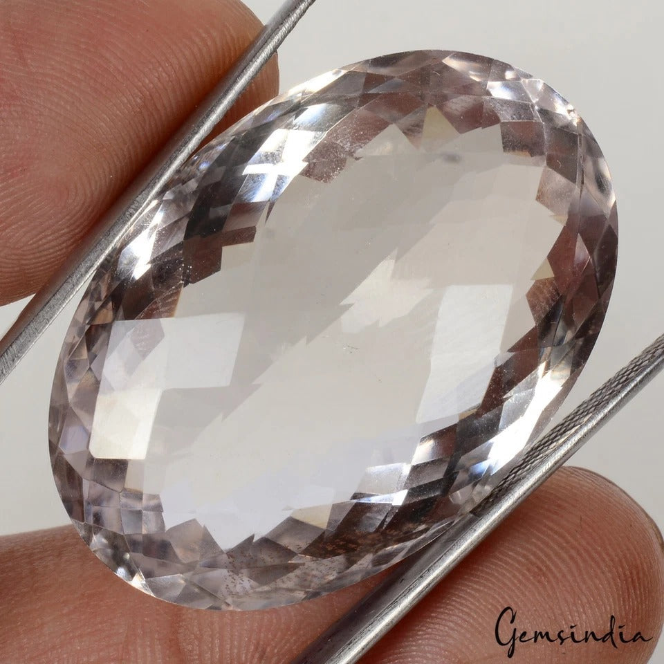 Certified 88.40 Ct VVS Natural Bolivian Amethyst Oval Checker Cut Loose Gemstone