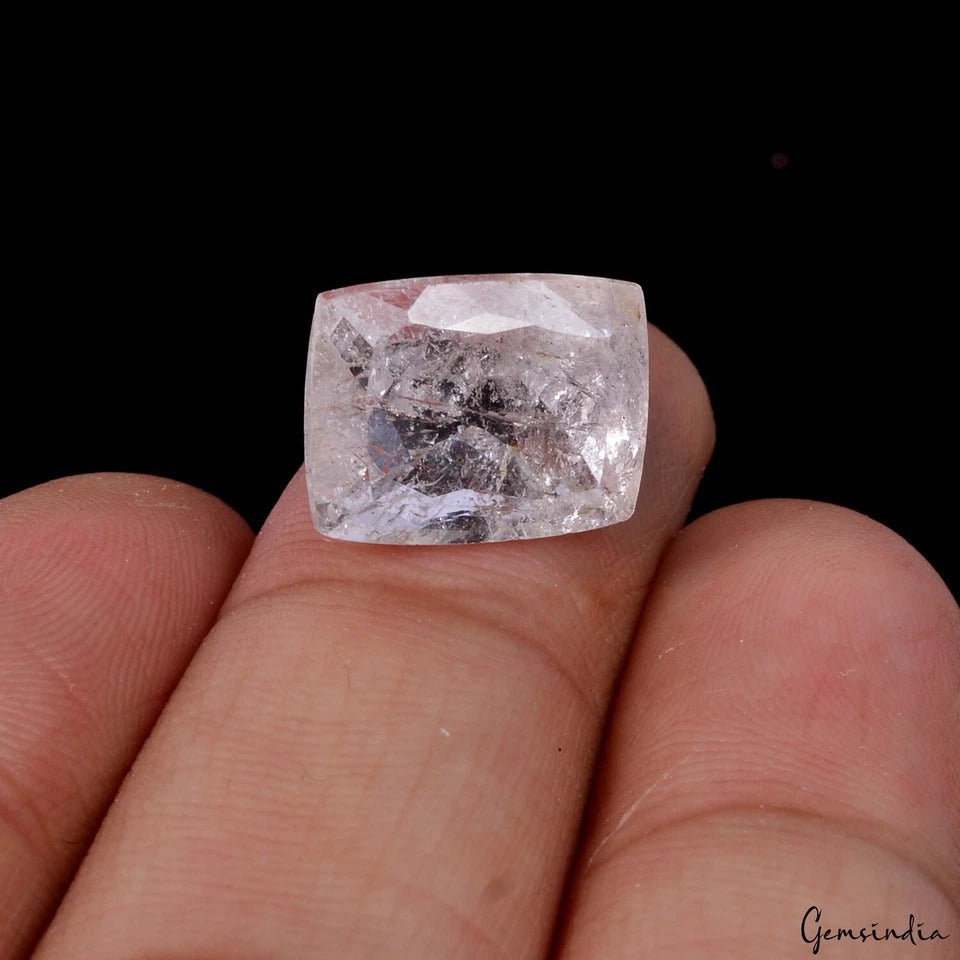 Certified 10.10 Cts Natural Untreated Brazilian Pink Morganite Loose Cushion Gem