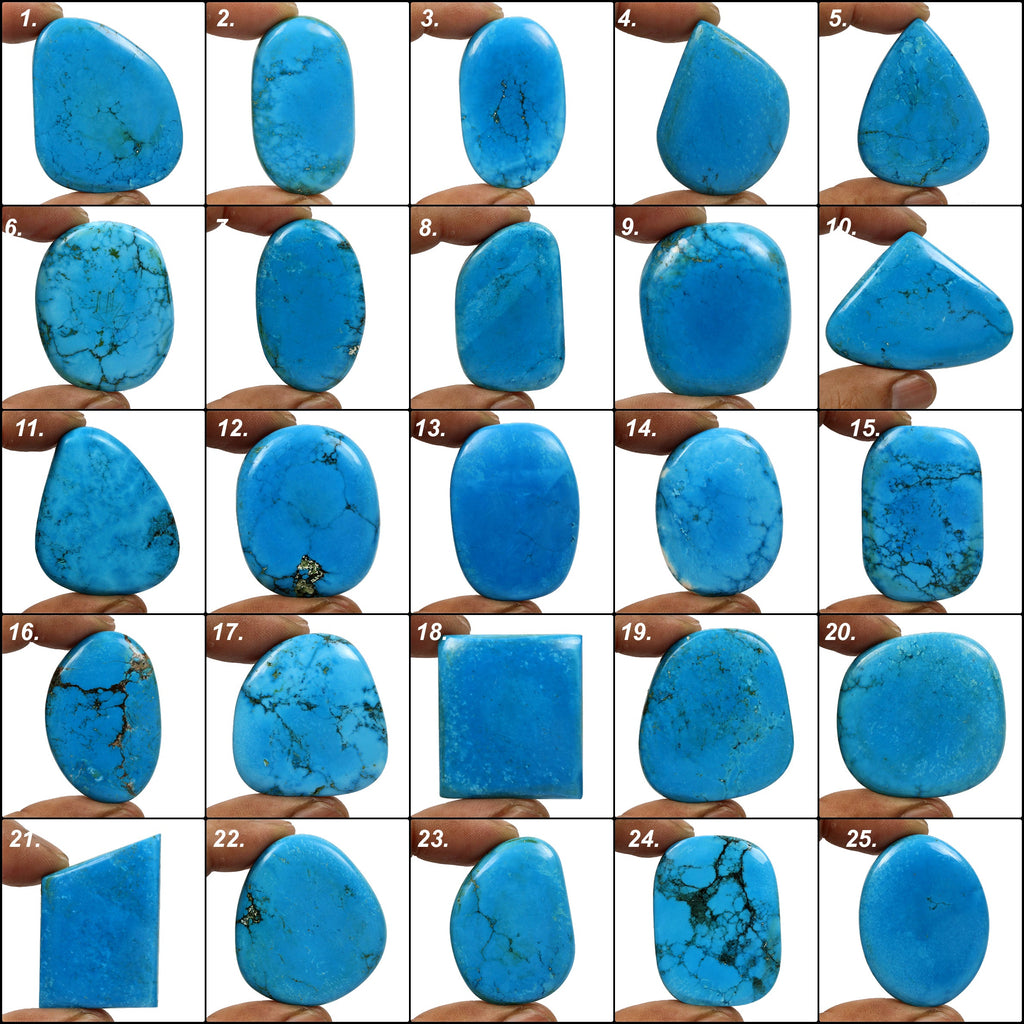 2000 Ct/25 Pcs Natural Blue Arizona Turquoise Mix Cab Mix Loose Gems For Jewelry
