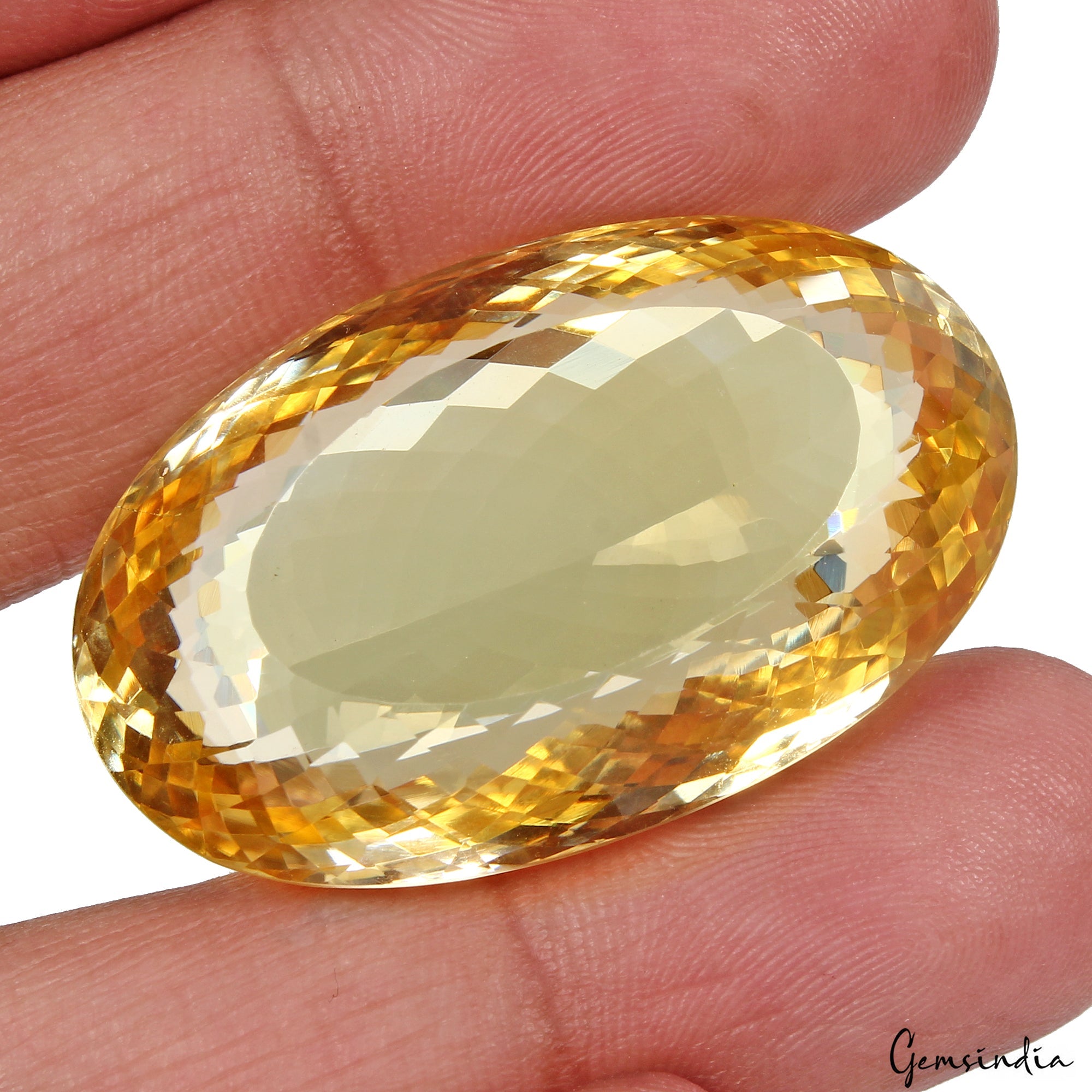 Certified 88.80 Ct Natural Yellow Citrine Oval Cut Certified Large Eye Clean Gem
