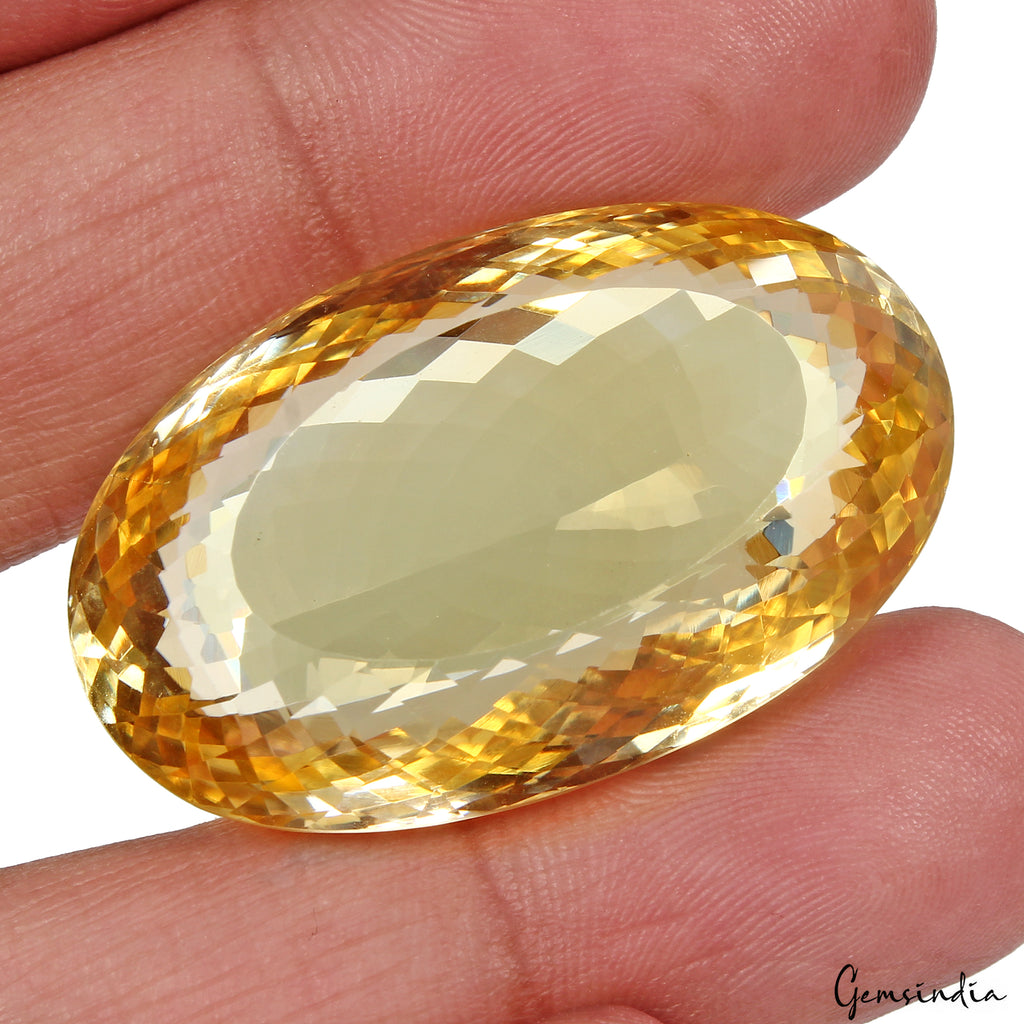 Citrine Loose Gemstone, Oval Cut, Untreated — 36x22x16 mm, 88.80 Ct, Brazil