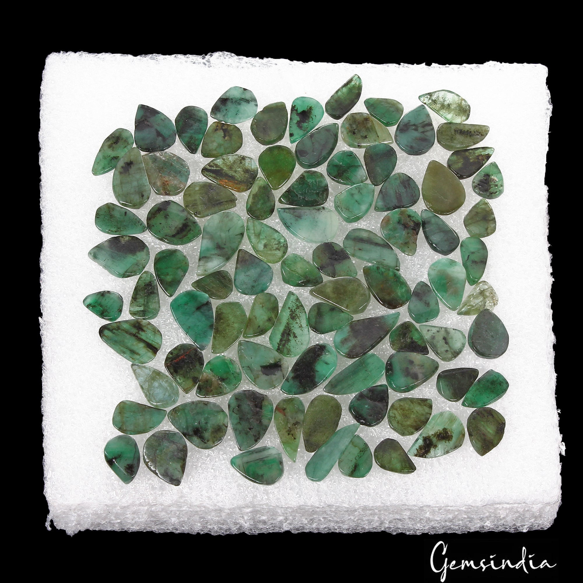 Certified 124.80 Ct/85 Pcs Natural Untreated Green Emerald Leaf Hand Carved Gems