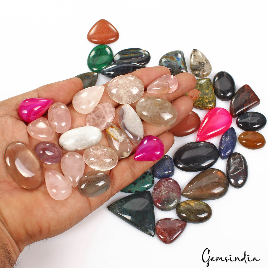 1400 Ct/42Pcs Natural Multi Color Treated & untreated Mix Cab Gems Wholesale Lot