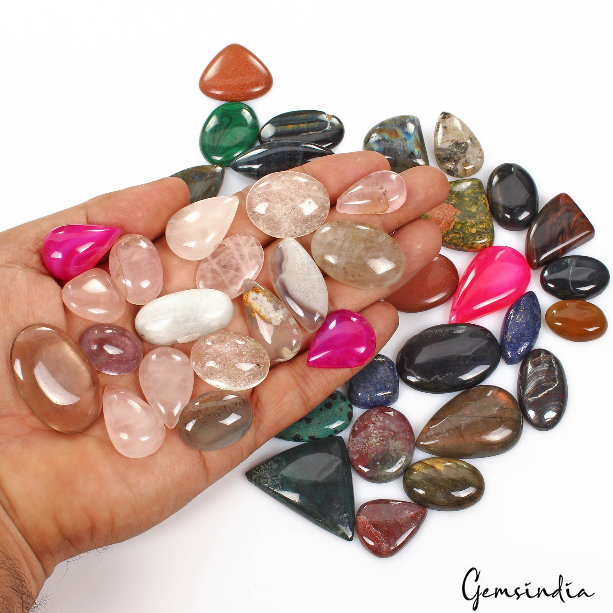 1400 Ct/42Pcs Natural Multi Color Treated & untreated Mix Cab Gems Wholesale Lot