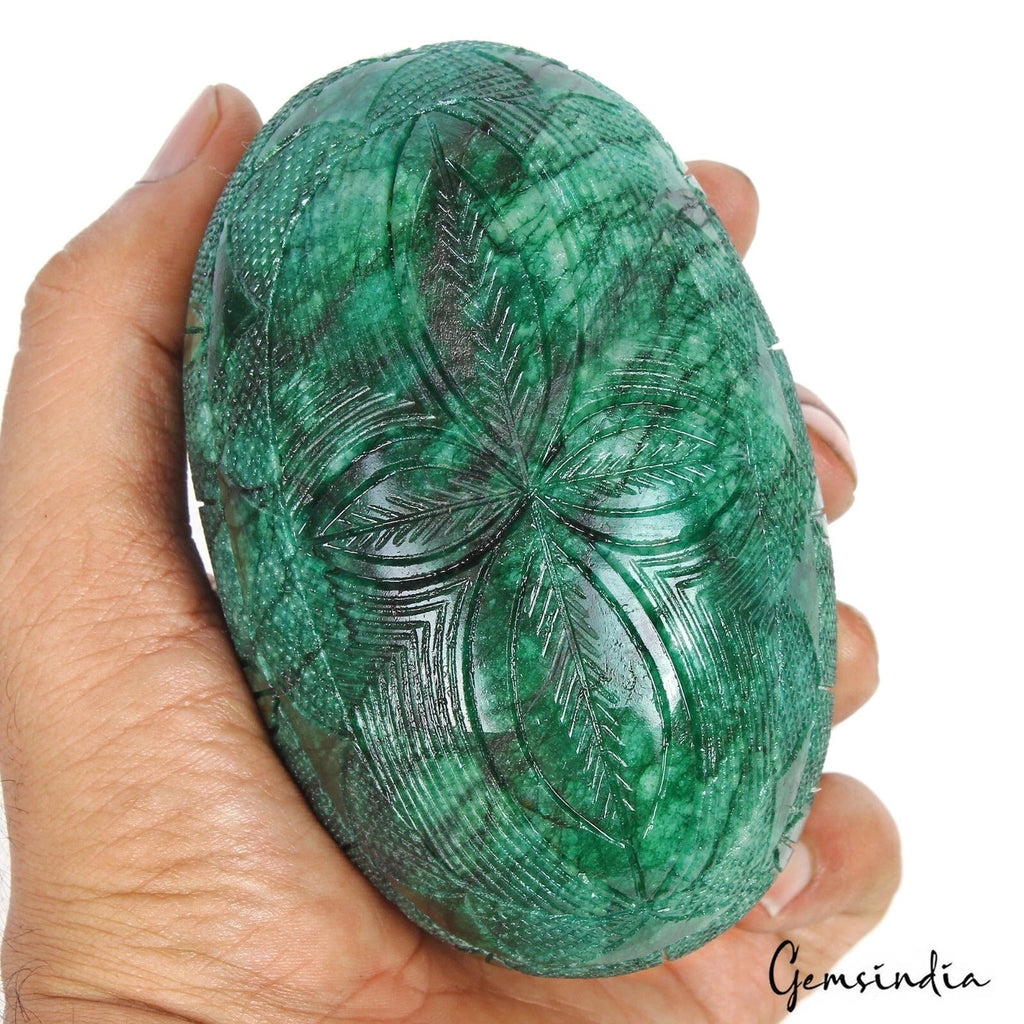 3640 Ct Natural Emerald Oval Shape Amazing Carving Earth Mined Museum Size Gem