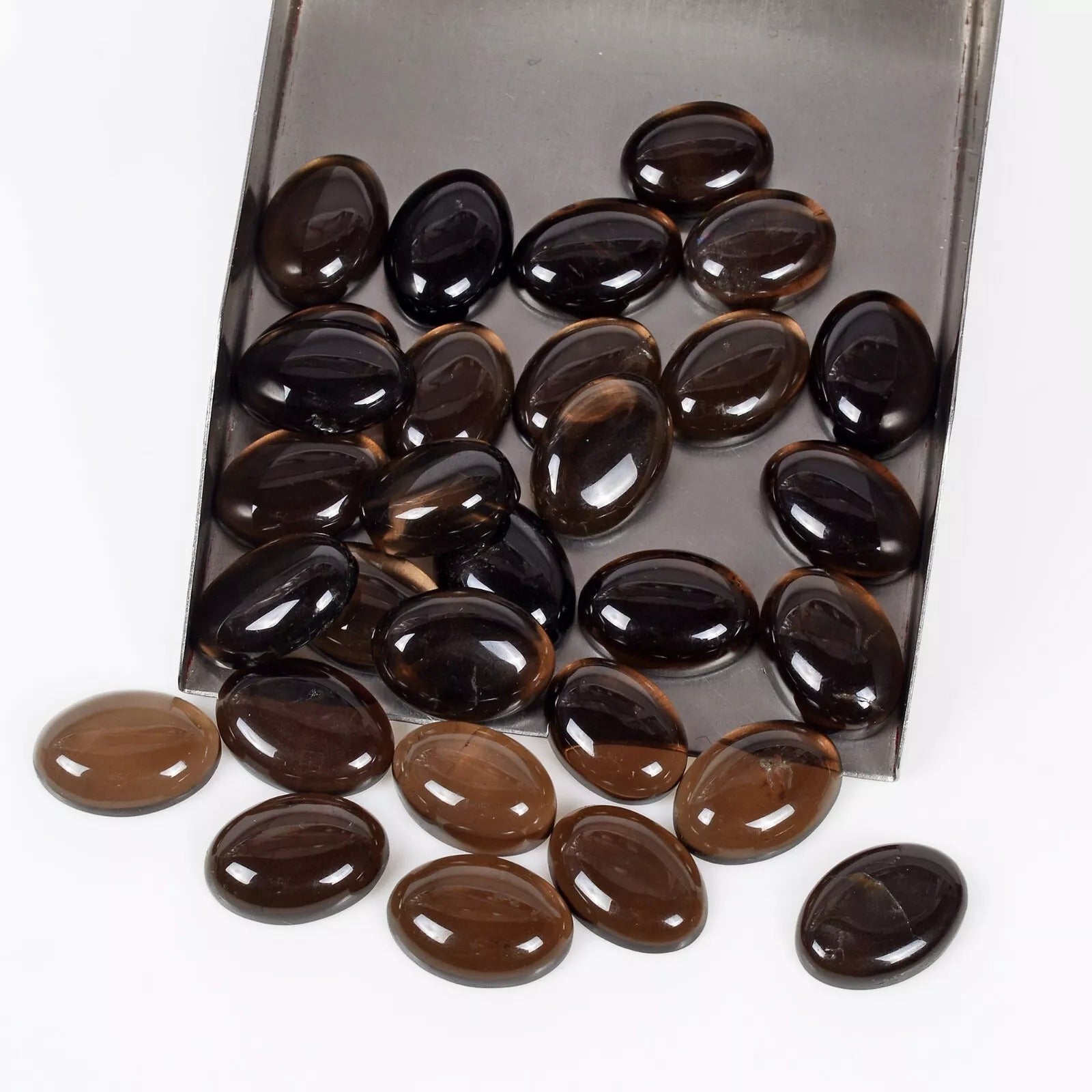 Smoky Quartz Lot, Cabochon, Untreated, Brown — 30 Pieces, 16mm to 18mm, 300 Ct, Madagascar