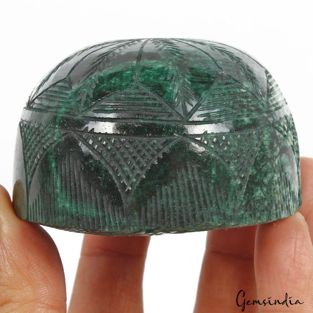 1670 Cts Natural Dark Green Emerald Uneven Round both Side Carved Huge Loose Gem