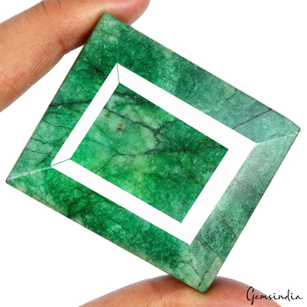 420 Ct Natural Green Brazilian Emerald Rectangular Faceted Earth Mined Loose Gem