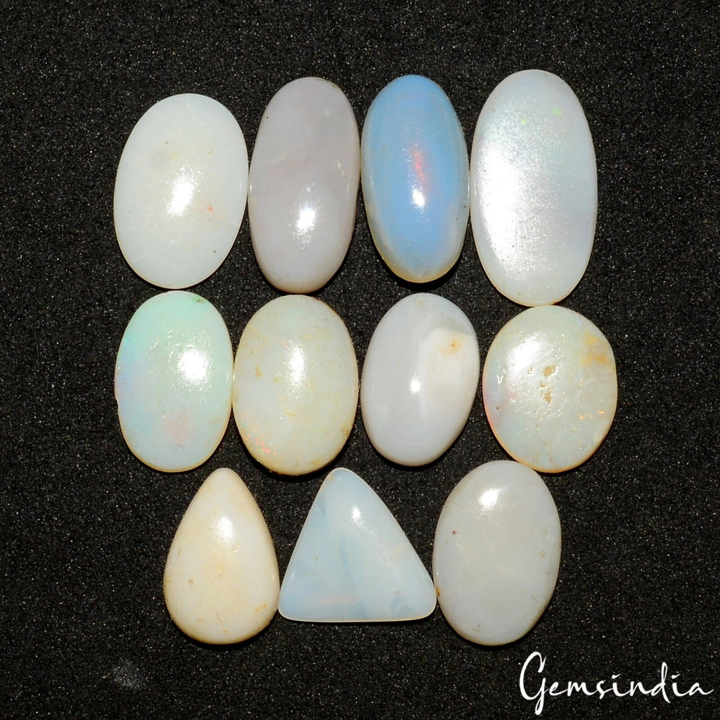 Opal Lot, Cabochon, Untreated — 11 Pieces, 12mm To 20mm, 36.60 Ct, Australia
