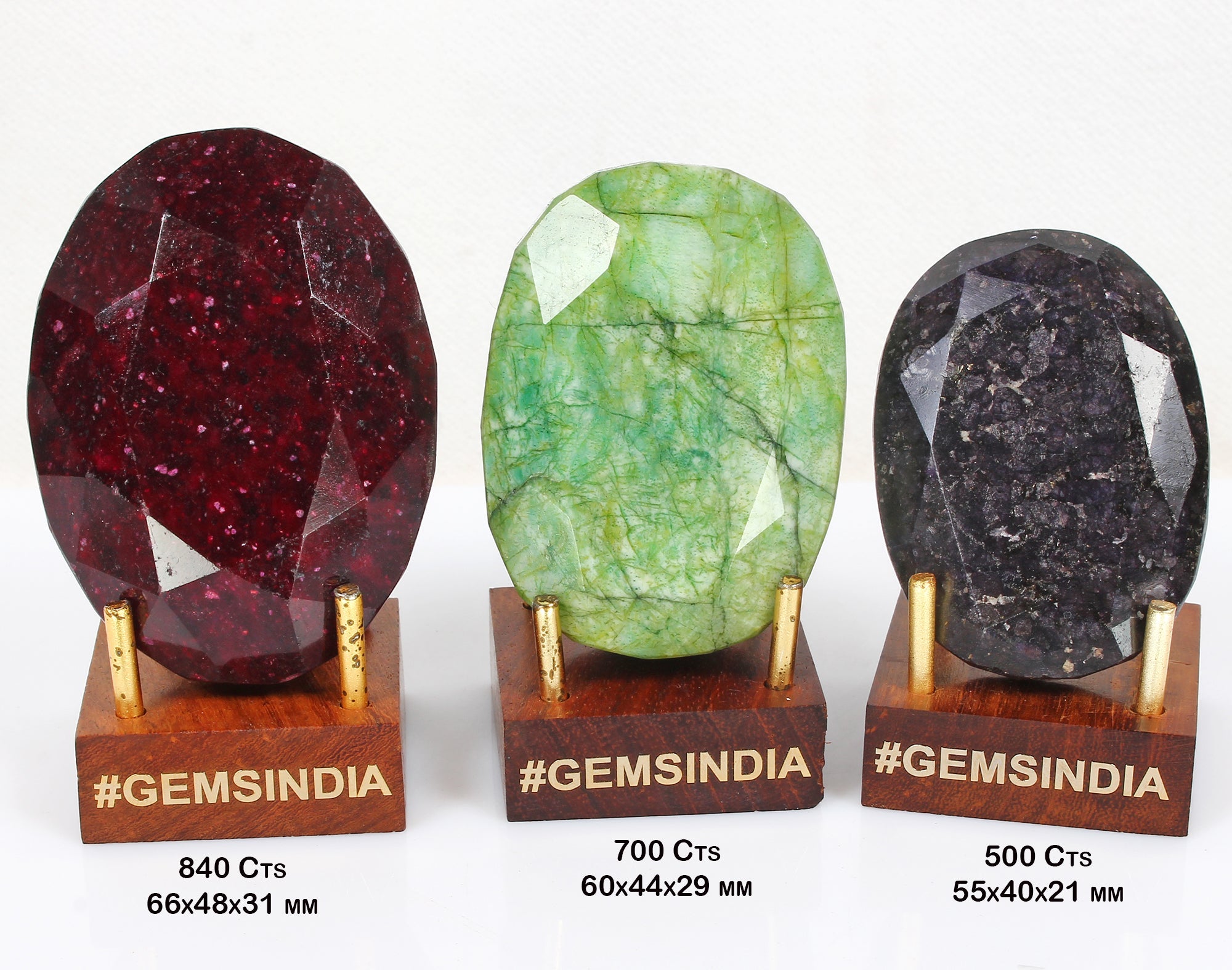 2050 Ct Natural Ruby Emerald Sapphire Oval Earth Mined Huge Loose Gems w/ Stand