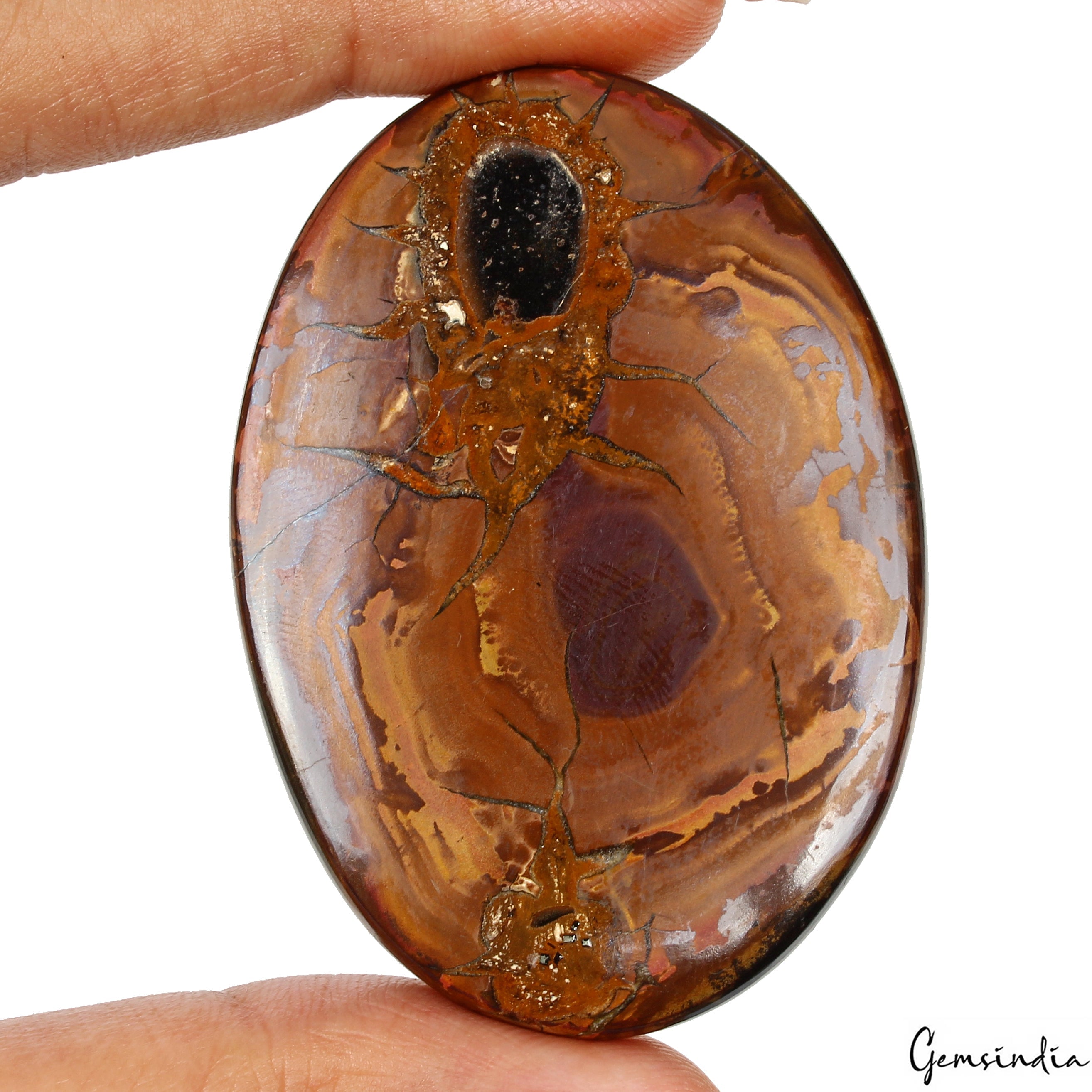 102.60 Cts Natural Untreated Spiderweb Design Septarian Oval Cab Loose Gemstone