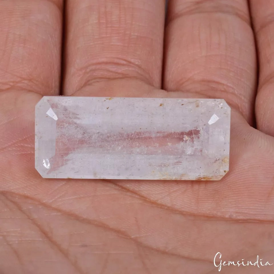 42.10 Ct Natural Pink Morganite Emerald Cut Loose Untreated Gemstone for Jewelry