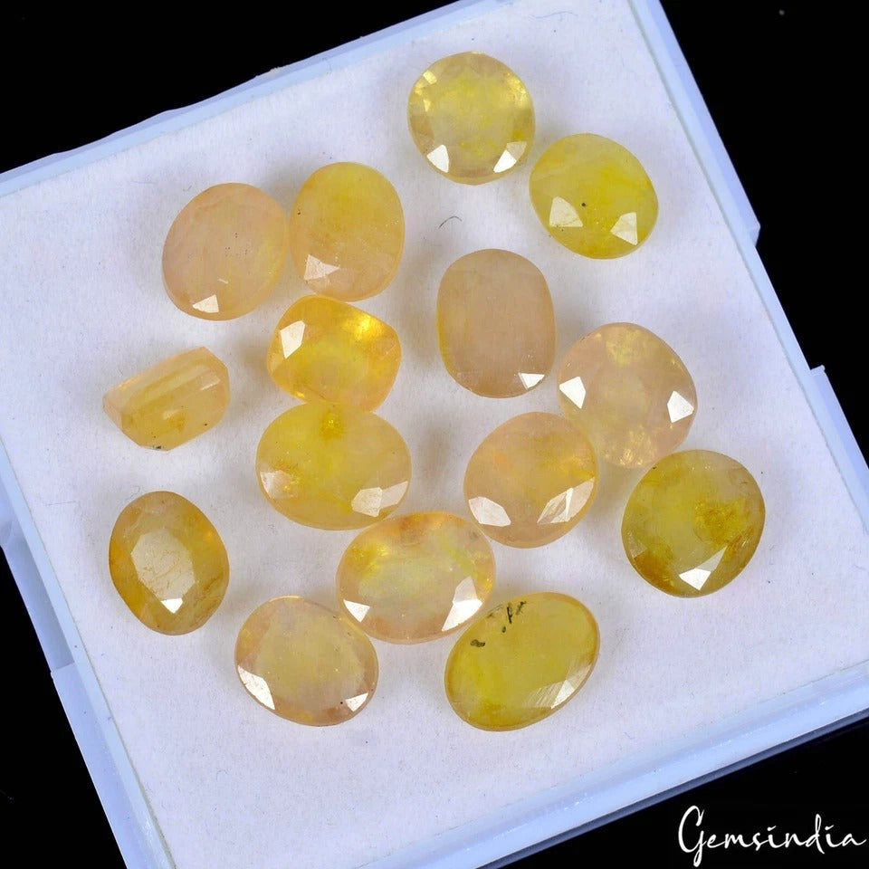 AAA 42 Ct Natural Yellow Ceylon Sapphire Flawless Certified Lot Mix Cut Gemstone