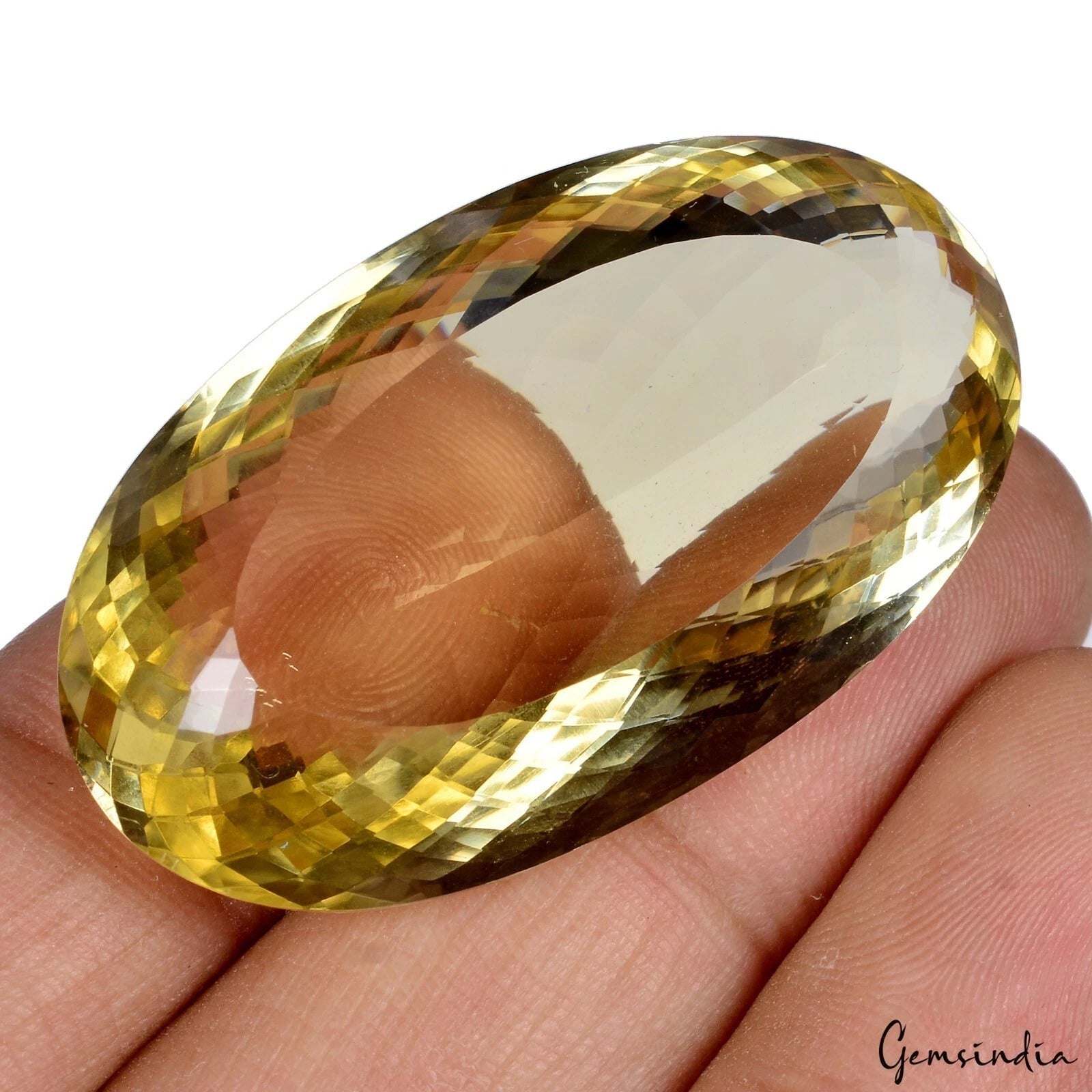 Certified 96.70 Cts Natural Untreated Brazilian Yellow Citrine Oval Cut Rare Gem
