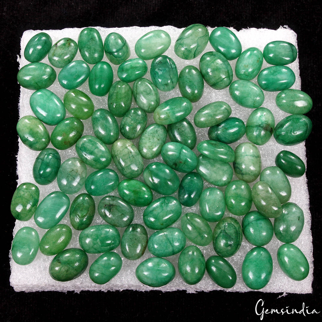 400 Ct Natural Green Brazilian Emerald Oval Cab Loose Wholesale Gems Lot 72 Pcs