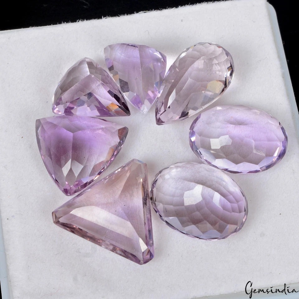 81.20 Cts/7 Pcs Natural Purple Untreated Amethyst Mix Cut Loose Gems For Jewelr