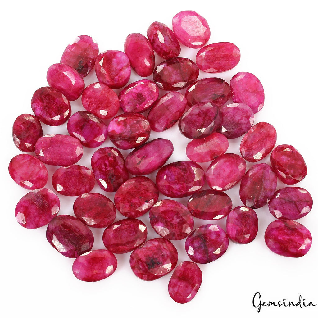 500 Cts/44 Pcs Natural Red USA Beryl Bixbite Oval Cut Loose Gems Lot For Jewelry