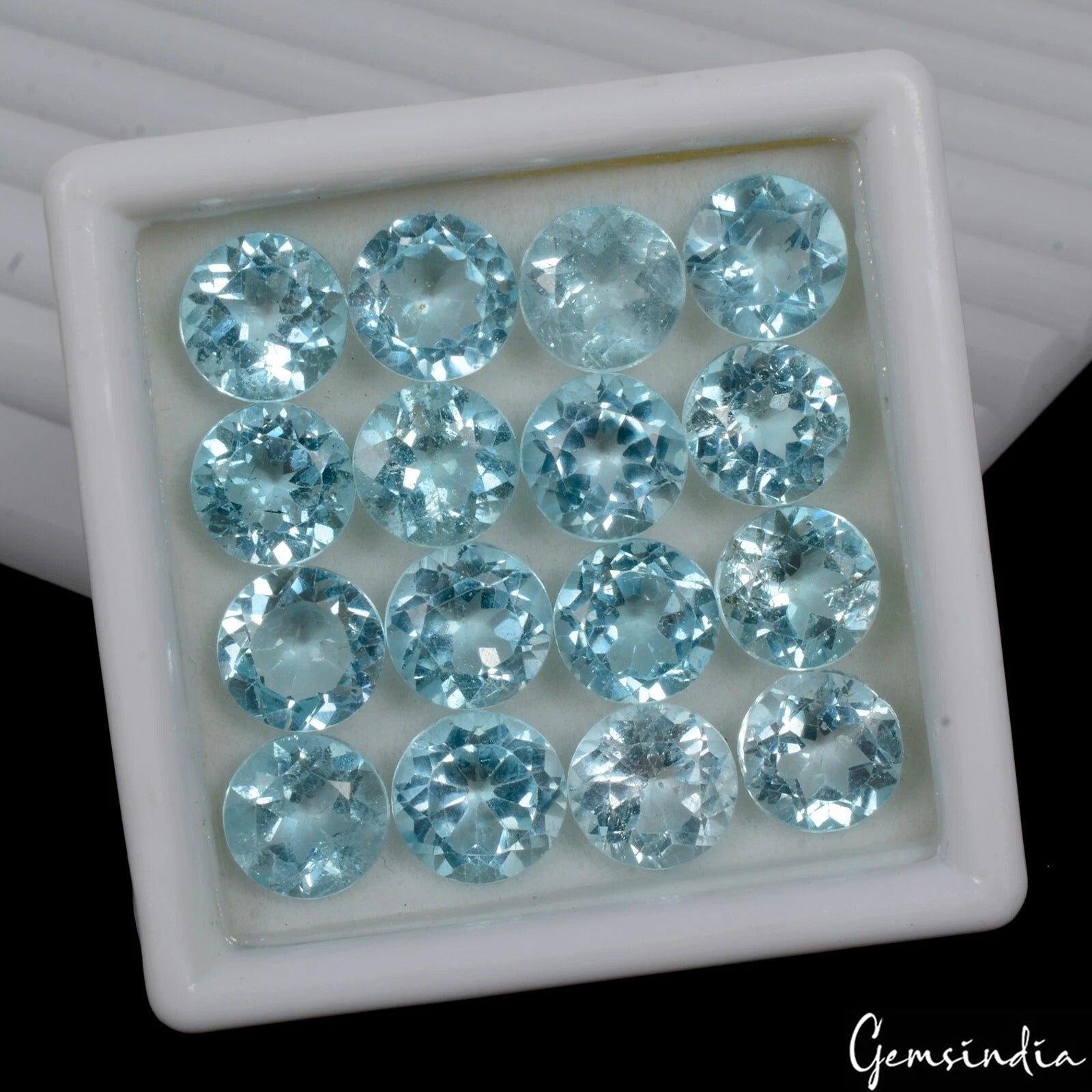 VVS 16 Pcs Natural Sky Blue Topaz 8mm Round Cut AAA Quality Loose Gemstone Lot