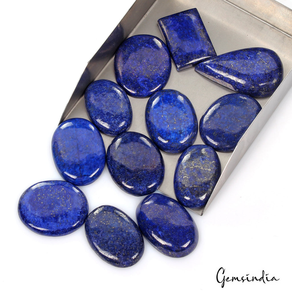 740 Cts/12 Pcs Natural Blue Lapis Lazuli Gold Flecks Mix Loose Wholesale Gems