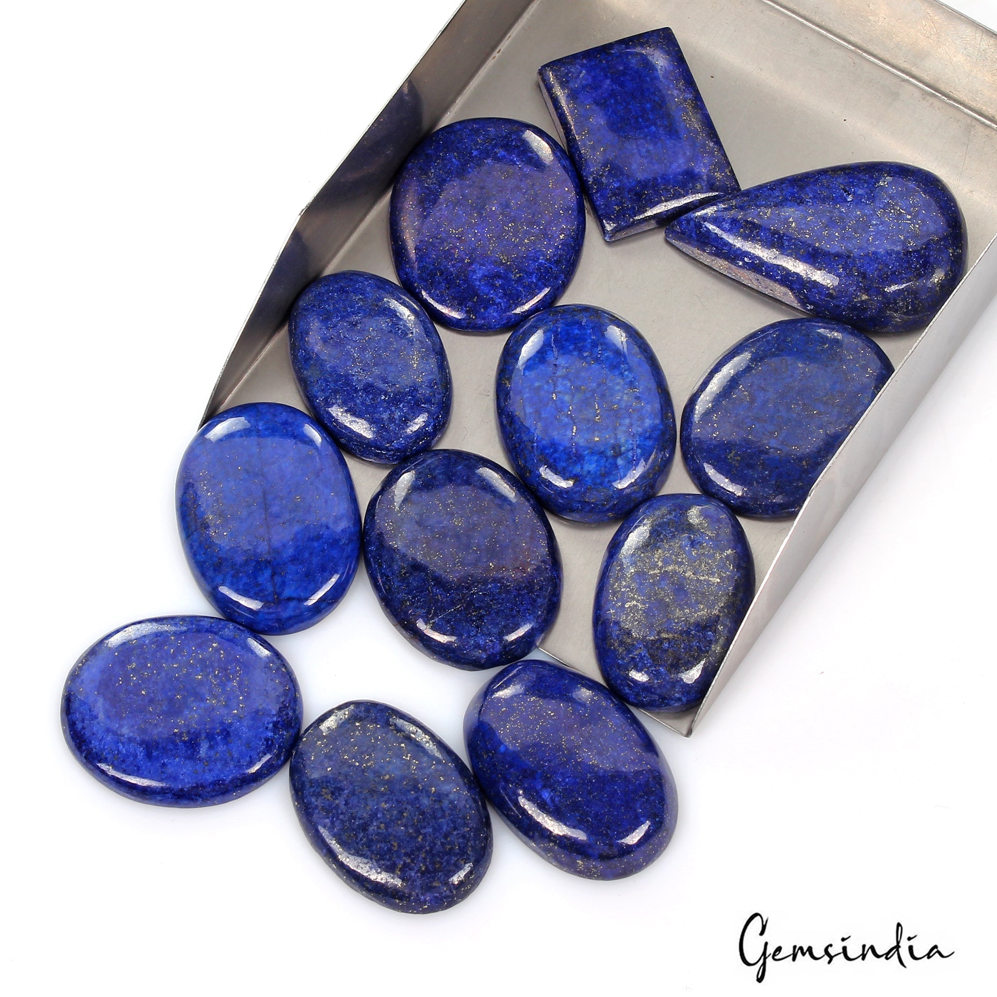 740 Cts/12 Pcs Natural Blue Lapis Lazuli Gold Flecks Mix Loose Wholesale Gems