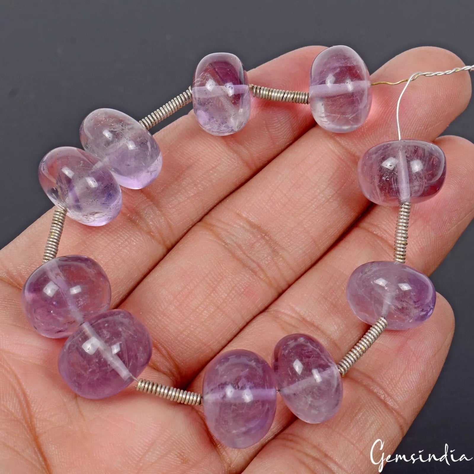 197 Cts/10 Pcs Natural Purple Amethyst Round Cab Gem Loose Beads Lot For Jewelry