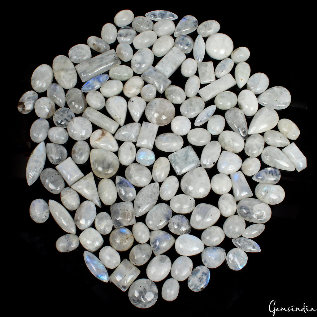 1380Ct Natural Moonstone Cabochon Blue Flashy Mix Gemstone Wholesale Lot 126 Pcs