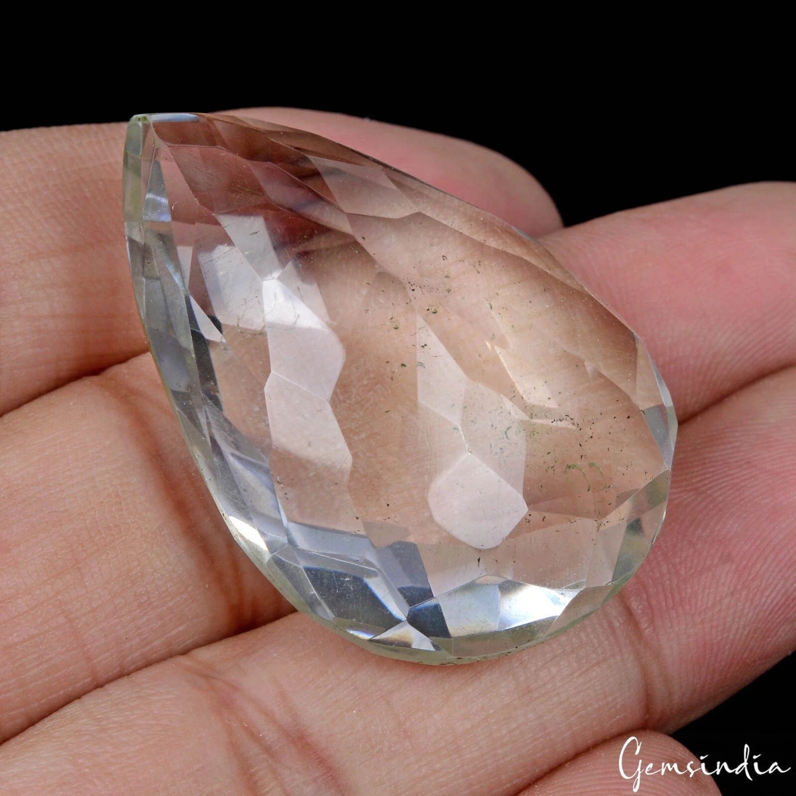 100 Ct Smoky Brown Quartz Natural Earth Mined Unheated Checker Cut Pear Gemstone