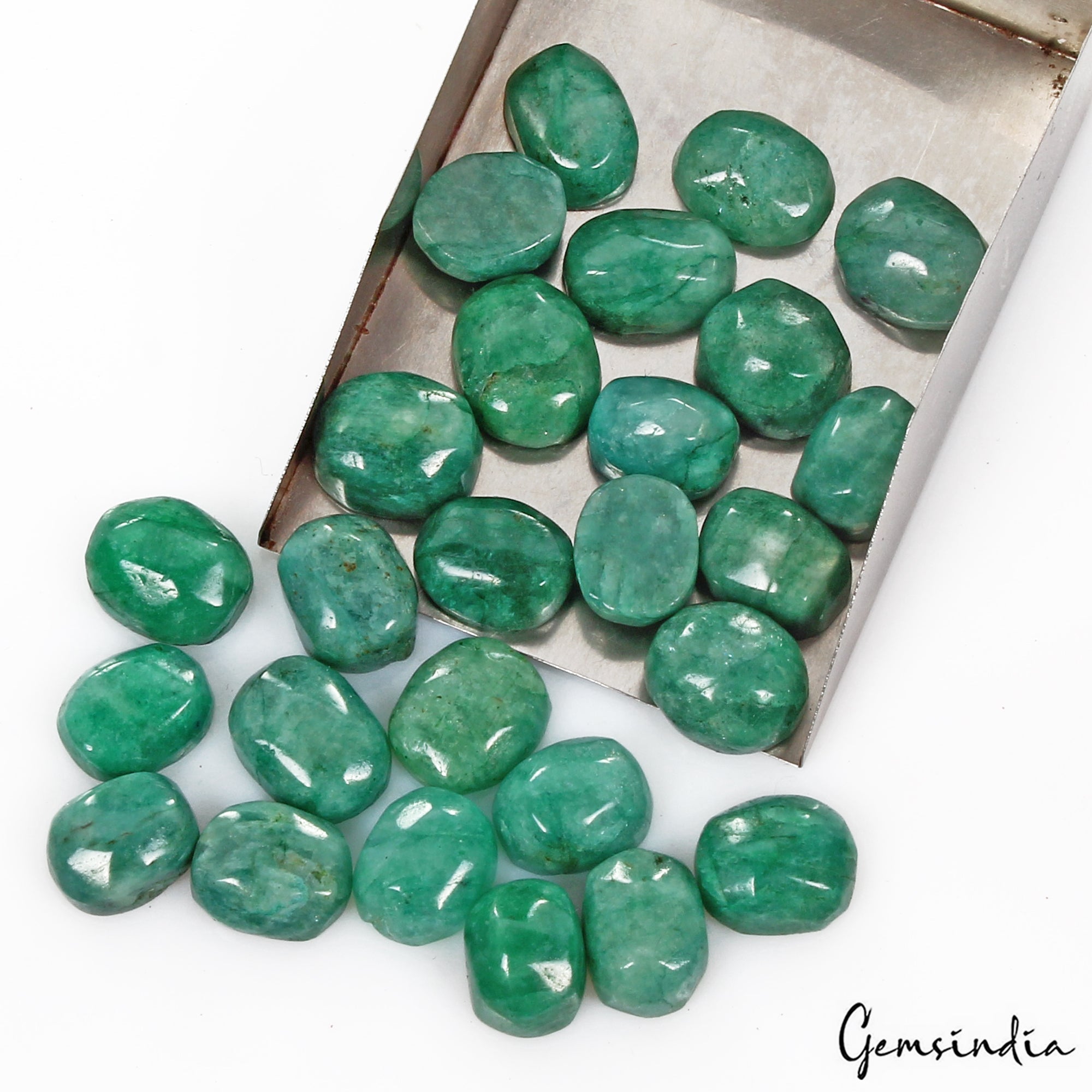 Certified 126.90 Cts/26 Pcs Natural Brazilian Green Emerald Oval Cab Loose Gems