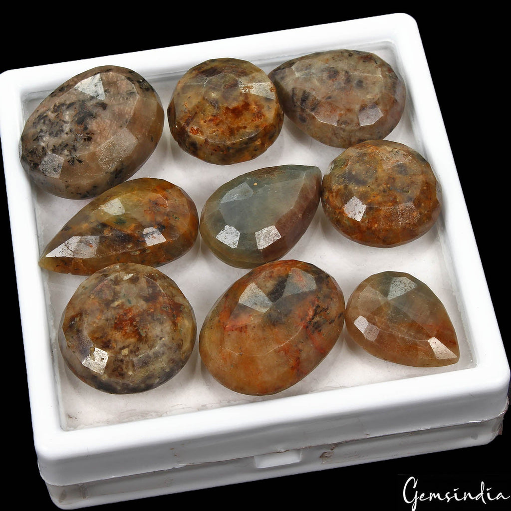 640 Cts/9 Pcs Natural Untreated Bi Color Sapphire Mixed Cut Loose Wholesale Gems