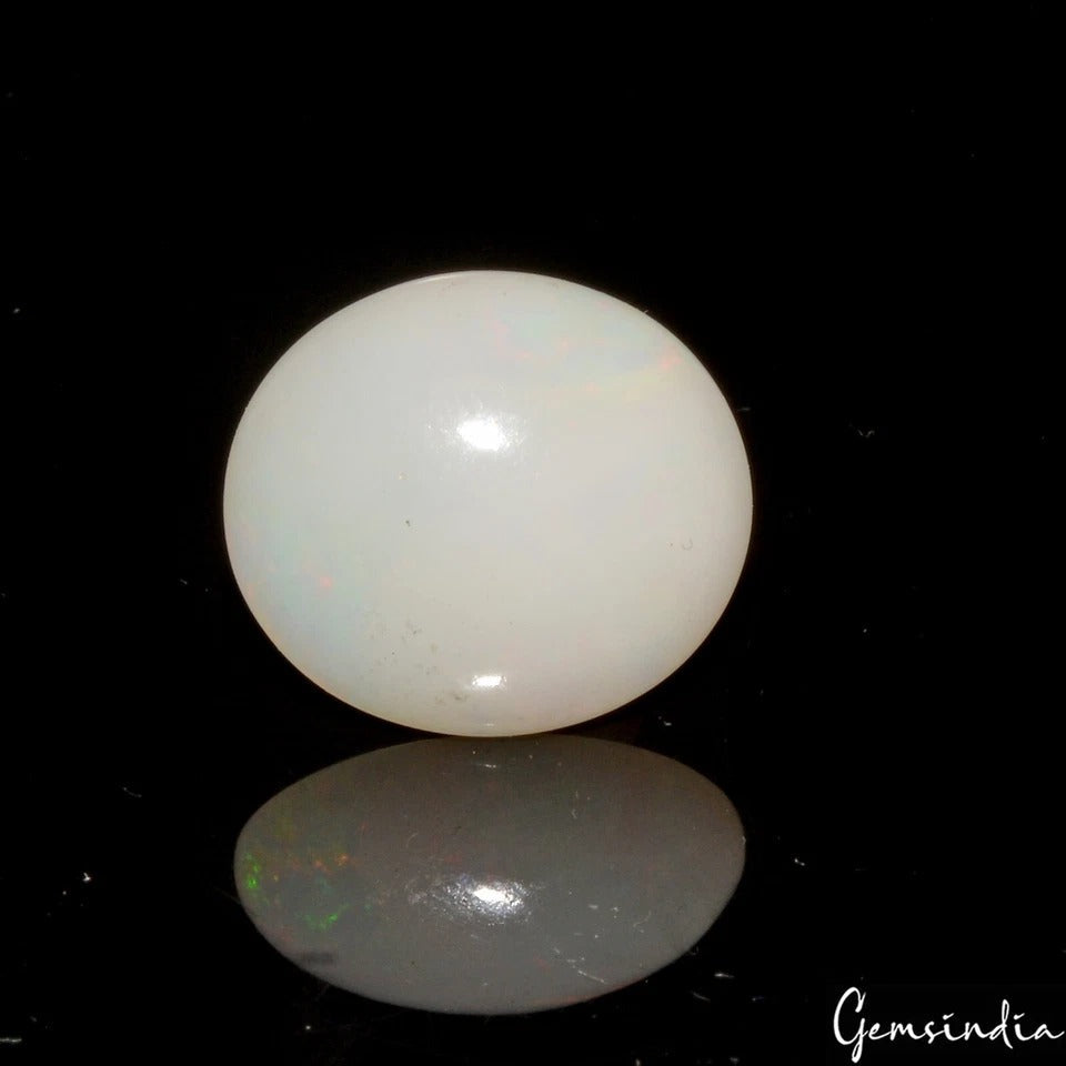 Certified 4.80Ct Natural Untreated White Fire Australian Opal Oval Cab Loose Gem