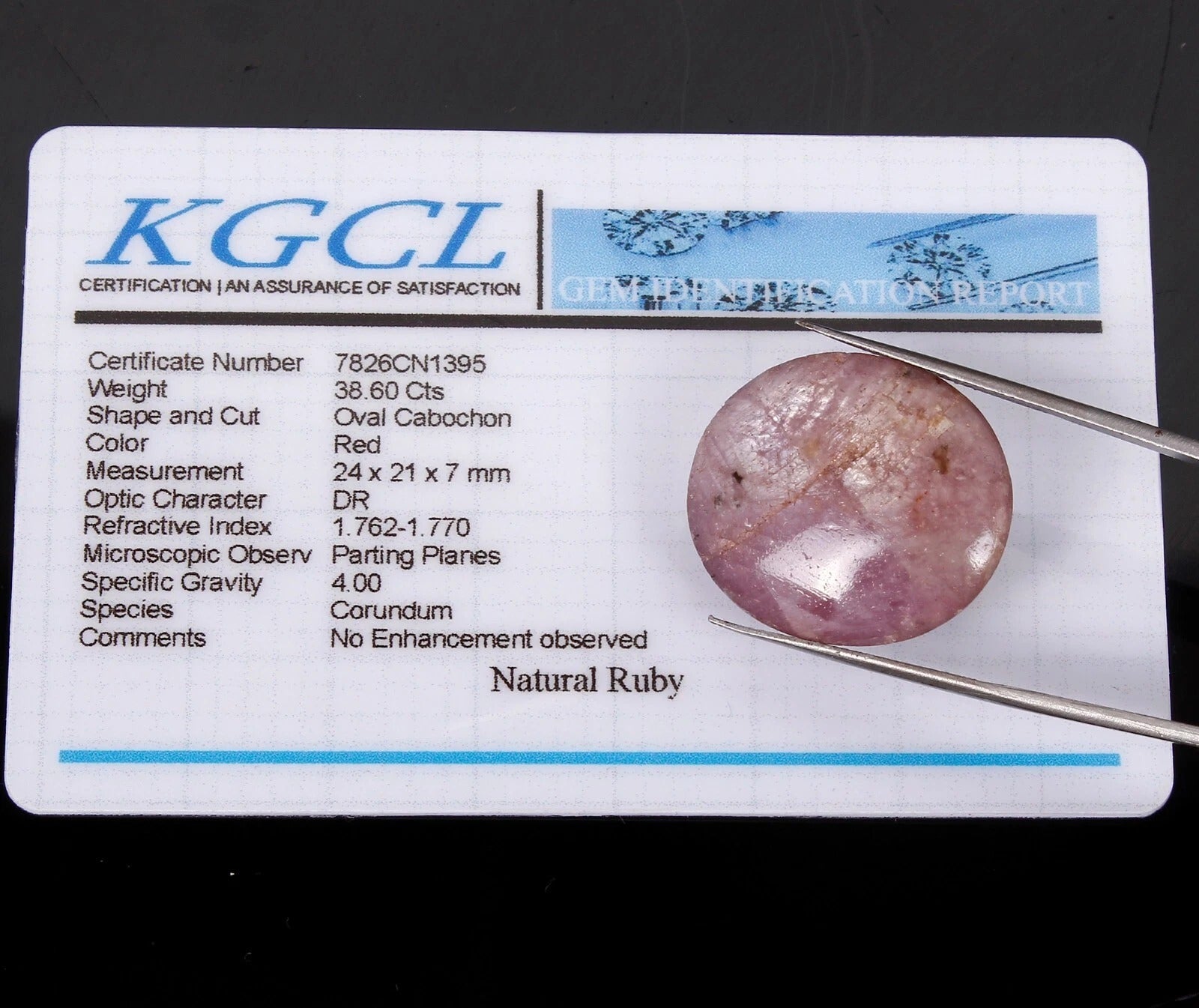 38.60 Ct Untreated Star Ruby Pink Oval Cabochon Loose Huge Certified Gemstone