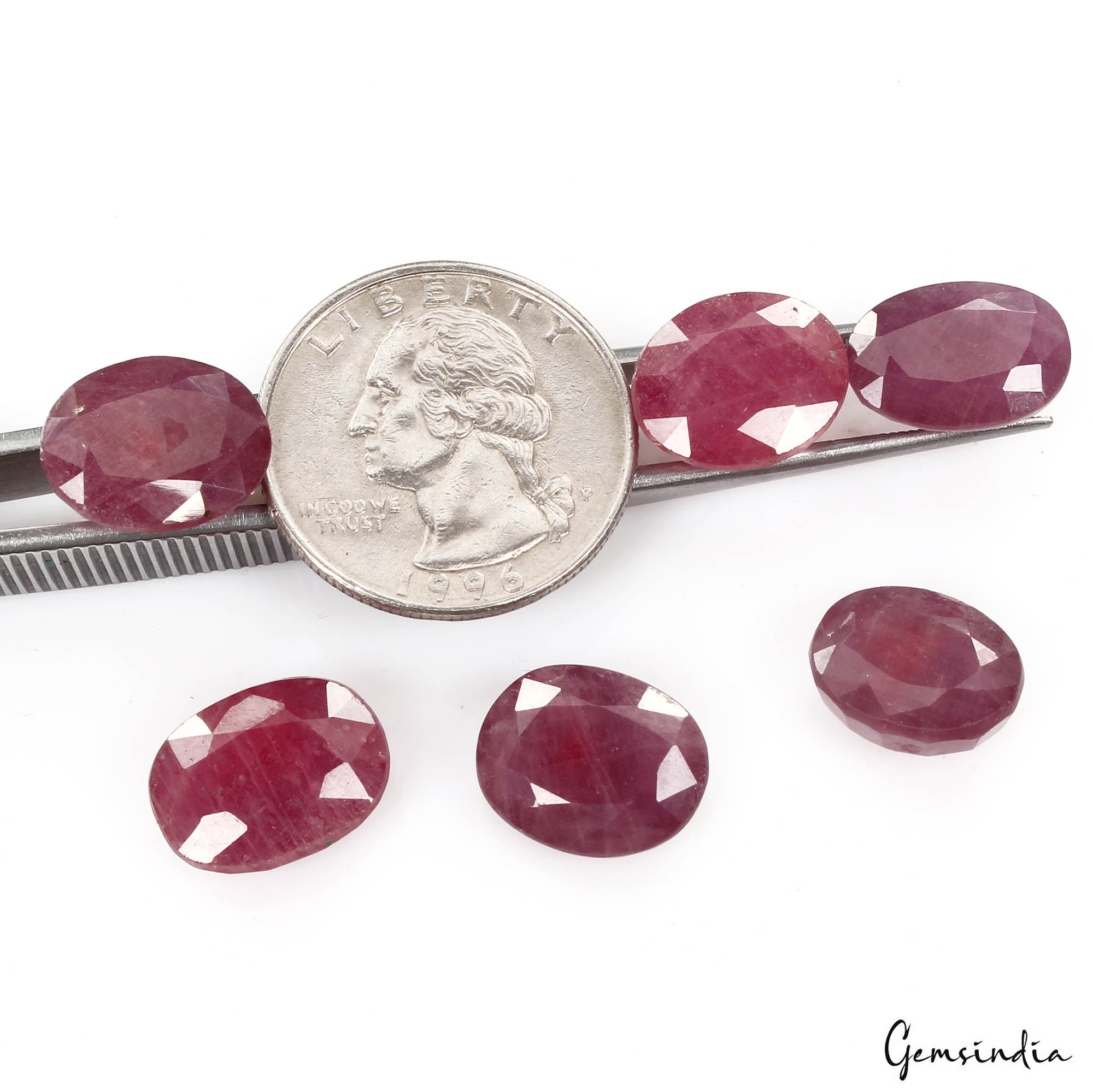 💎 3 Pcs Lot 63.80 Ct Oval Cut Pink Red Ruby Gemstone- Mozambique [Glass Filled]