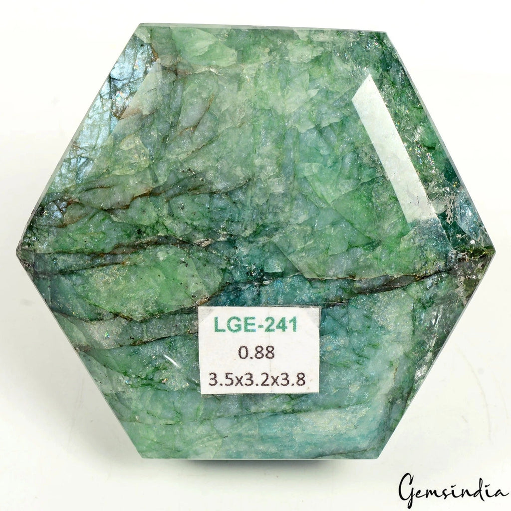 4400 Ct Natural Green Brazilian Emerald Silver Shine Hexagon Cut Earth Loose Gem