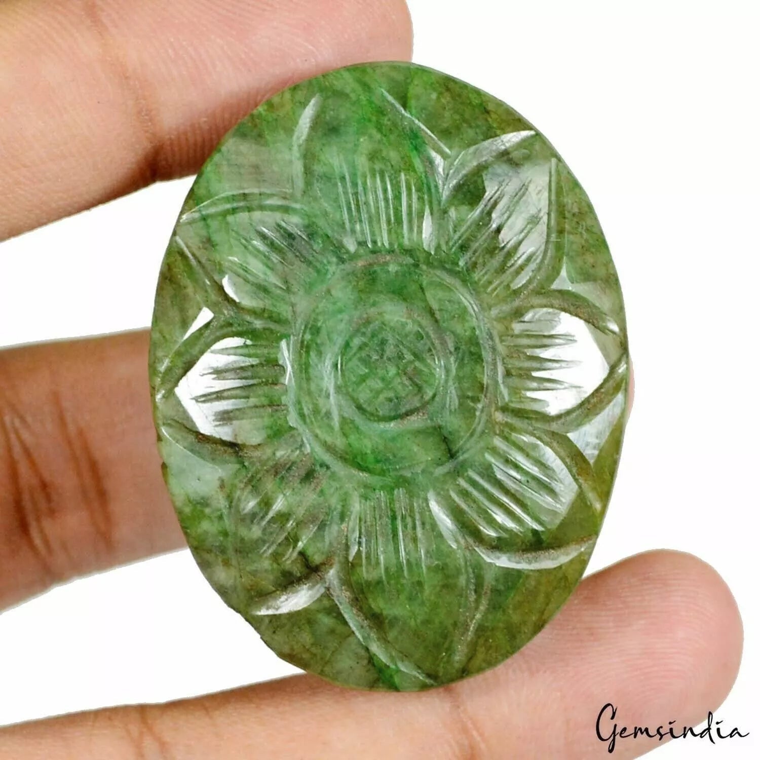 300 Cts Natural Green Emerald Hand Carved Huge Pendant size Certified Gemstone