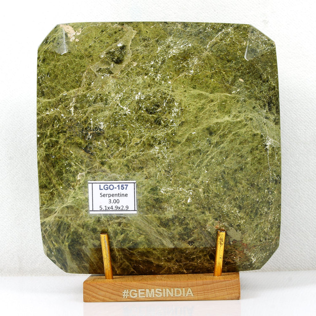 3 kilo Natural Serpentine Gemstone Massive Octagon Cut Polished Green Specimen