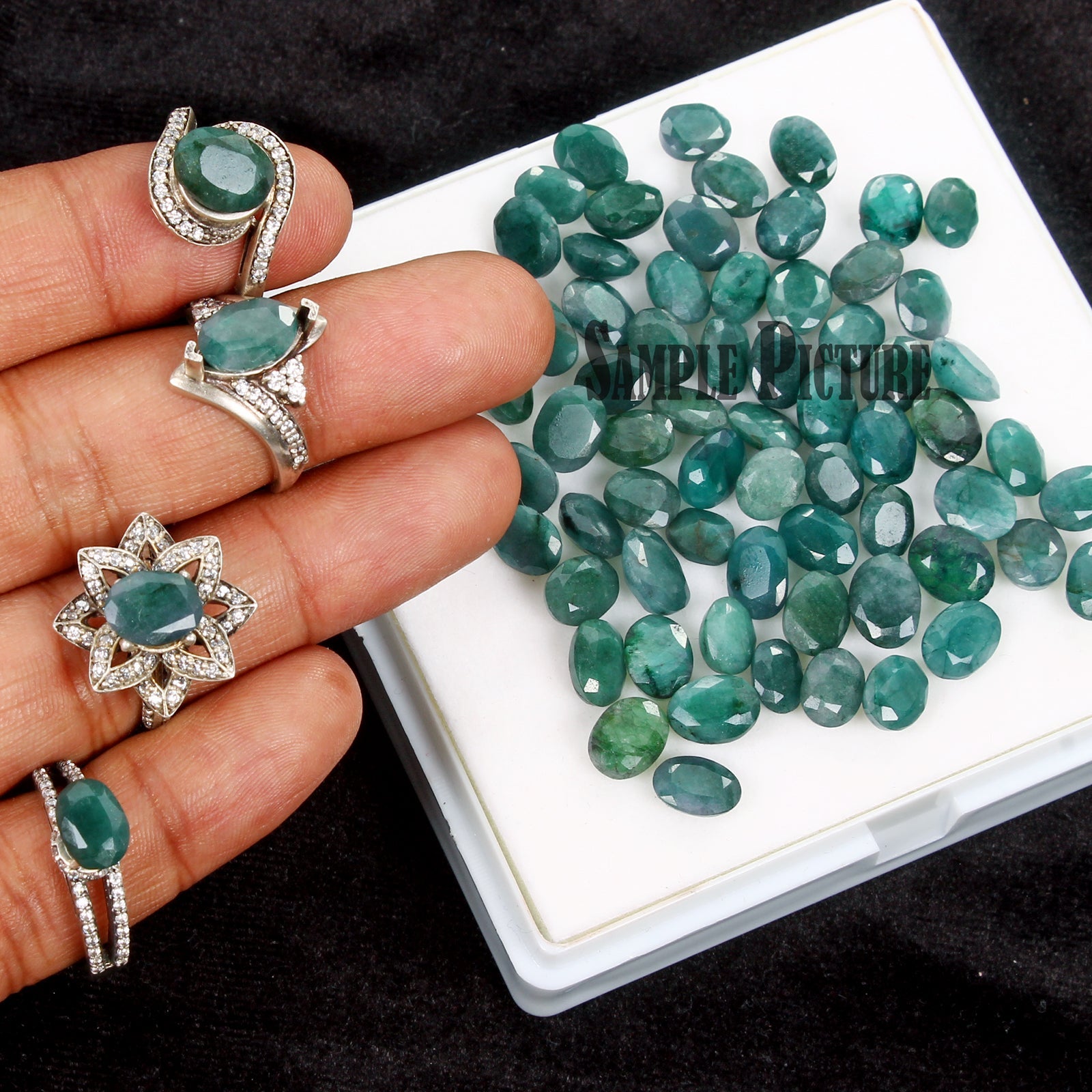 70 Pcs Natural Emerald Brazilian 7mm-10mm Oval Faceted Cut Loose Gemstones~134Ct
