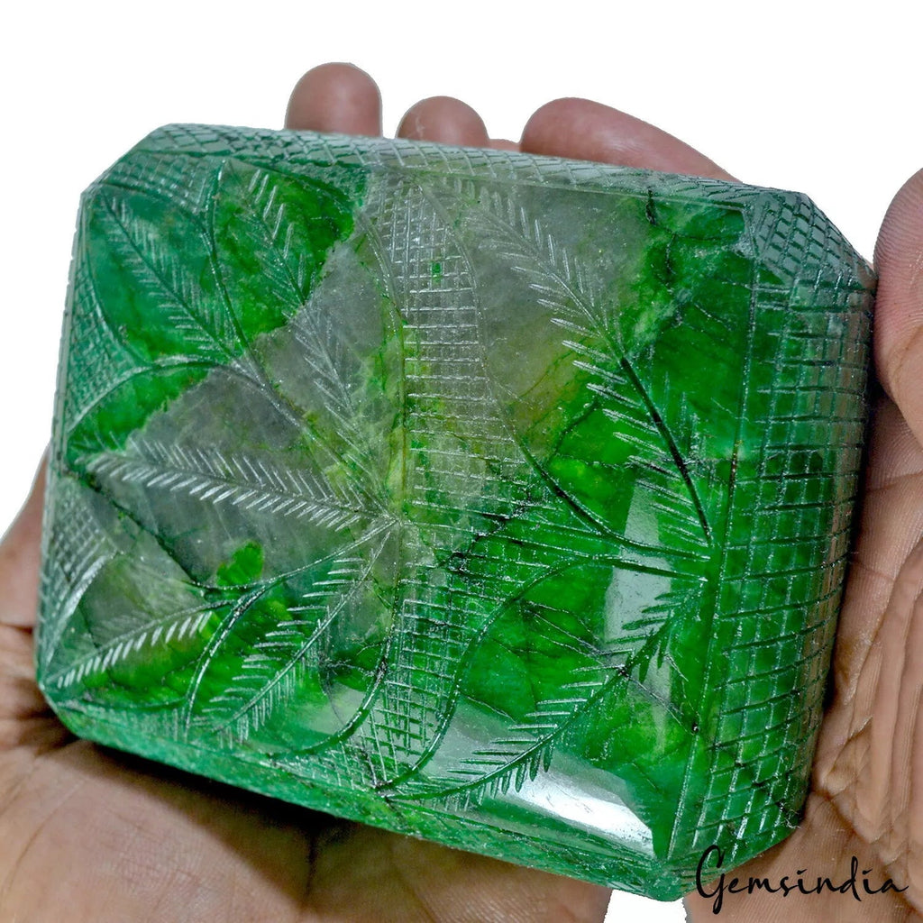 5870 Cts Natural Brazilian Green Emerald Octagon Cut Hand Carved Huge Size Gem