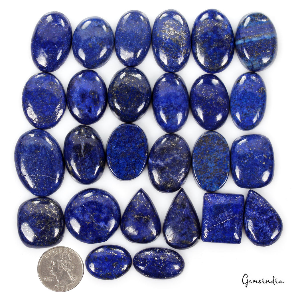 800 Ct/26 Pcs Natural Blue Lapis Lazuli Gold Flecks Mix Cab Loose Wholesale Gems