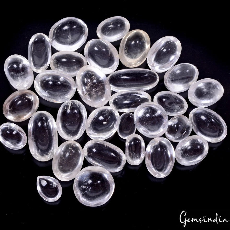 1500 Ct/31Pcs Natural Untreated White Crystal Quartz Mix Cab Loose Wholesale Gem