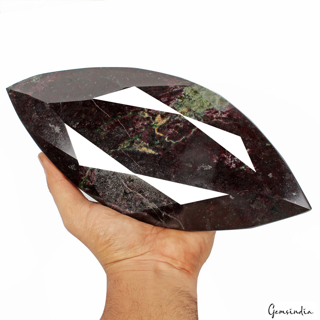 Large 2.2 Kg Natural Huge Green Red Ruby Zoisite Marquise Untreated Gemstone